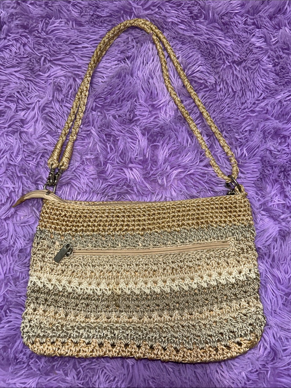 The Sak Lumi Crochet Crossbody Bag in Natural Ombre